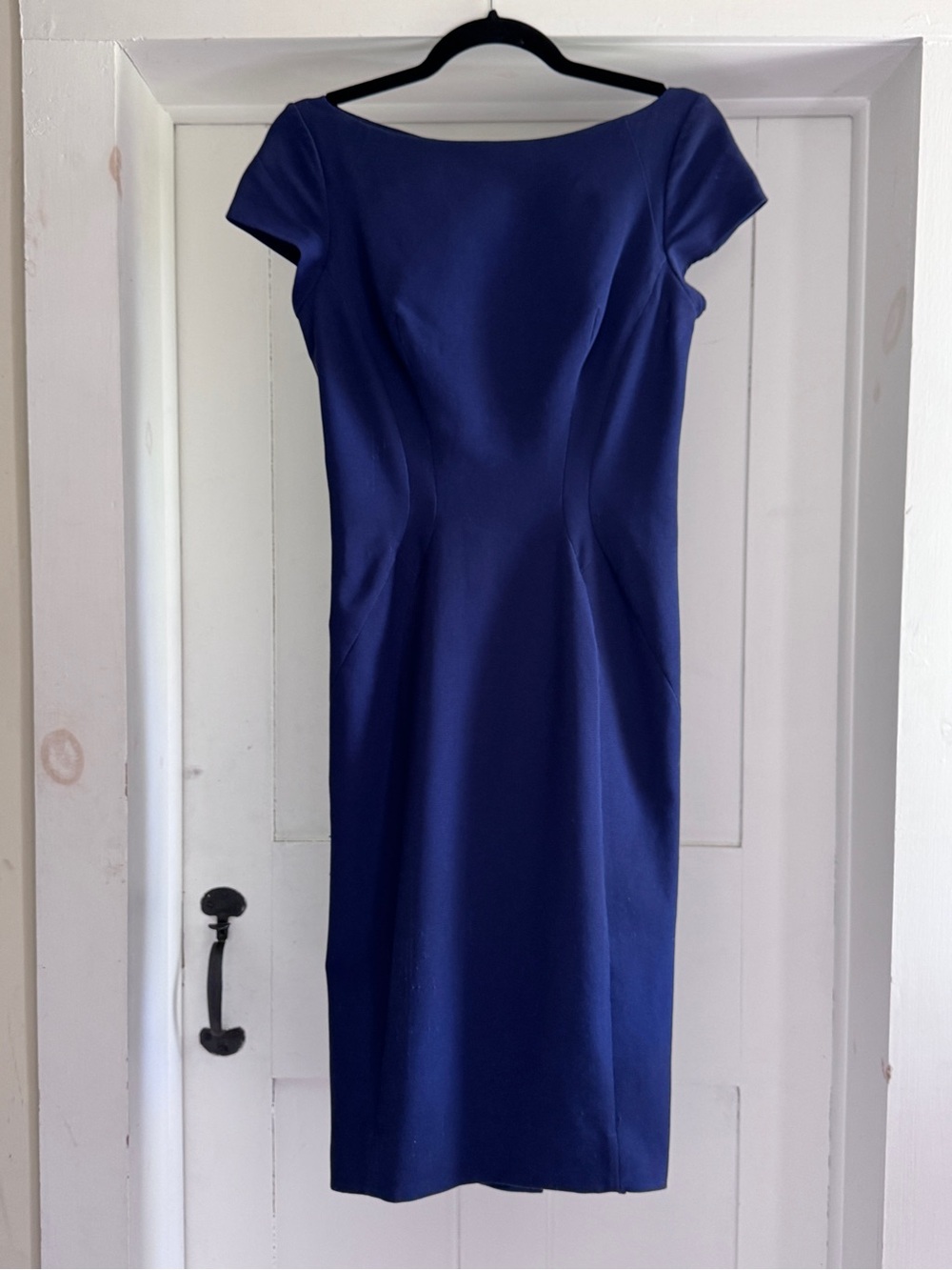 Zac Posen Navy Structured Bodycon Sheath Cap Sleeve Midi Pencil Dress Size 6